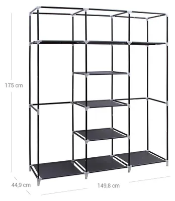 Zdjęcie produktu dla Szafa składana – czarna – 150 x 175 x 45 cm