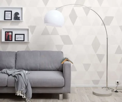 Produktbild von DELIFE Bogenleuchte Big-Deal Eco Silber Weiss Betonfuß höhenverstellbar