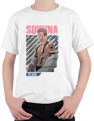 Produktbild von Sukuna Jujutsu Kaisen Otaku Anime Ästhetik Dämon Geschenk Vintage Uni Kinder T-Shirt, Weiß, 116