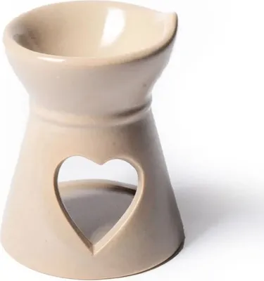 Image de Brûleur Cire Aromatique Coeur Beige --lot De 3 Pièces - 8x6,5 Cm