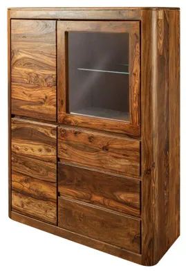 Immagine prodotto di MASSIVMOEBEL24 | vetrina in legno di Shesham / Acacia 109x40x145 Noce cerato TORONTO #209