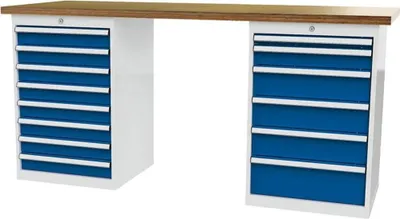Produktbild von Forum Reihenwerkbank B2000mm 14Schubladen RAL7035/5010, 4317784947374