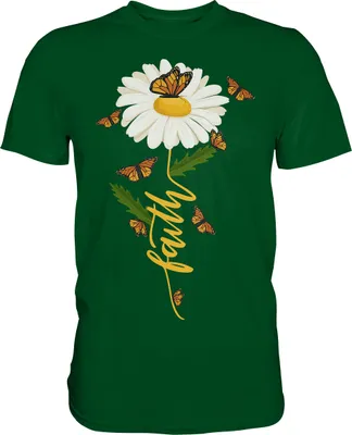 Produktbild von Faith Gänseblümchen Schmetterling Christlicher Gärtner Shirt Garten Motiv – Bottle Green / XL