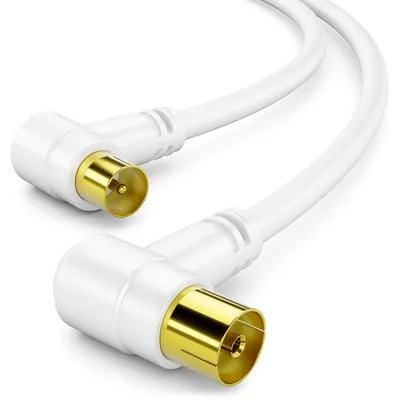 Produktbild von deleyCON 3,0m TV Antennenkabel 2x Winkel - IEC Koaxialkabel HDTV 4K - Weiß