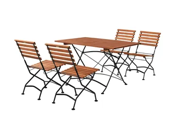 Produktbild von Merxx Gartenmöbel Set Schlossgarten 5tlg., 4 Klappstühle, Klapptisch 120 x 80 cm - Flachstahl mit Eukalyptus
