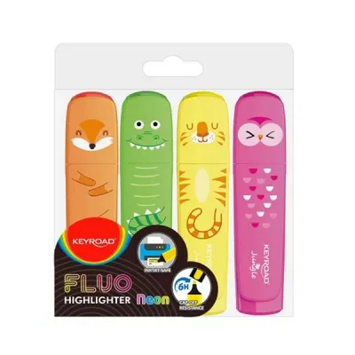 Image de Surligneur Fluo Jungel 4 Couleurs Étui Keyroad