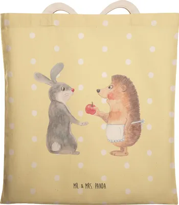 Produktbild von Mr. & Mrs. Panda Beutel Tasche Hase Igel - Gelb Pastell - Geschenk, und, Stoffbeutel, Beuteltasche, Lustige Sprüche, Trösten, Tote Bag, Herzschmerz, Tragetasche