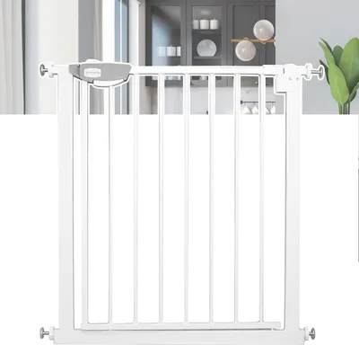 Obrázek produktu pro JOIEYOU schodišťová branka 70 cm dveřní branka bez vrtání N Stop Bezpečnostní dveře a schodišťová branka s automatickým zavíráním dětská bezpečnostní branka dveřní branka psi dětská bezpečnostní branka, pro 75-85 cm (bílá)