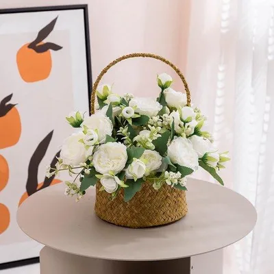 Imagen del producto de Ramos de flores artificiales de peonía blanca, ideales para decorar mesas de bodas, hogares y cocinas.