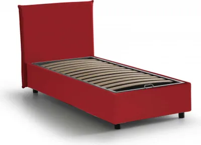 Produktbild von Einzelbett Dbacchi, Containerbett mit Stoffbespannung, 100%  Italy, Frontöffnung, passend für Matratze Cm 80x200, Rot
