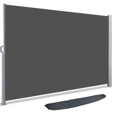 Productafbeelding van Uittrekbare zonnescherm voor balkon, tuin en terras, als privacybescherming, windbescherming, waterdicht, zonwering, 140 x 300 cm, grijs