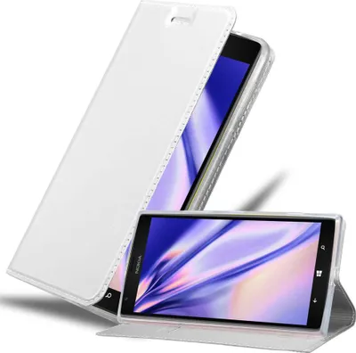 Produktbild von Cadorabo Handyhülle für Nokia Lumia 1520 Schutz Hülle in Silber Cover Etui Book Case Booklet