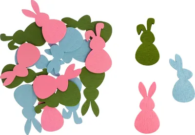 Produktbild von Oblique Unique Holz Konfetti Hasen Häschen als Streudeko Tisch Deko Streuteile aus Echtholz für Ostern Osterdeko - bunt