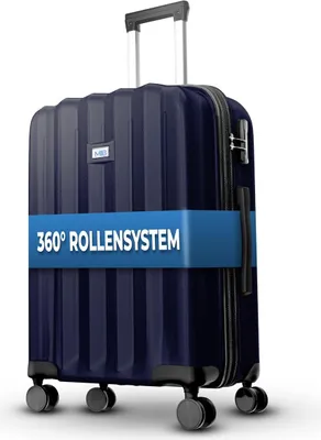 Produktbild von Reisekoffer 1052 Reisetasche Koffer Handgepäck Tasche Trolley ABS Dunkelblau XL-75cm