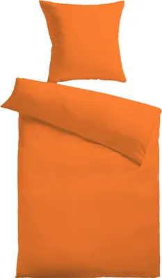Produktbild von Baumwoll-Satin-Bettwäsche 135 x 200/80 x 80 cm,  Orange 135x200