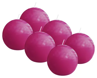 Produktbild von Bolsius Essentials - Glatte Kugelkerze - Fuchsia Rosa - Glänzend - 7cm - 6 Stück