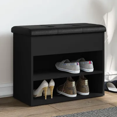 Produktbild von Design Möbel Schuhbank Schwarz 62x32x50 cm Holzwerkstoff - 2024 Neu