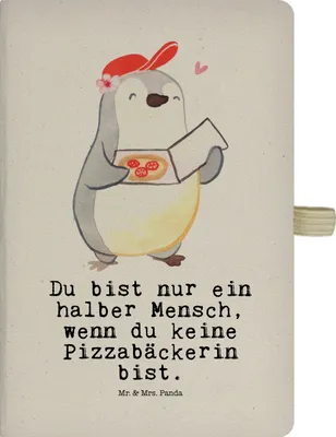 Produktbild von Mr. & Mrs. Panda notizbuch Pizzabäckerin Herz - Transparent - Geschenk, Notizheft A5, Journal, Lustig, Tagebuch, Spruch, Witzig, Schreibheft, Pizzabringdienst, Kladde