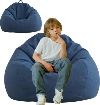 Produktbild von Indoor Sitzsack mit EPS-Perlenfüllung, Pof, Relaxstuhl, Sitzkissen, Bodenkissen, Bean Bag (M, Marineblau)