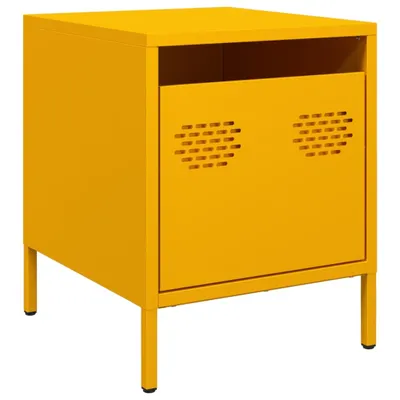 Image de Table de nuit jaune moutarde 35x39x43,5 cm acier