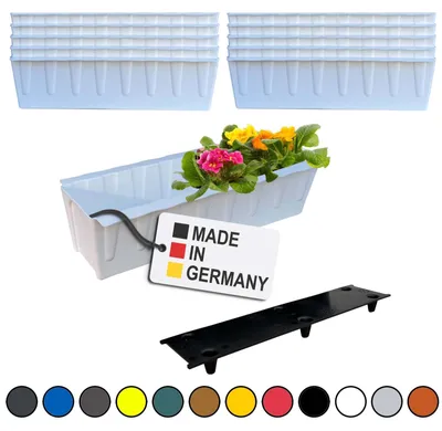 Image de BURI 10 inserts de jardinières pour palettes Euro, tapis d'arrosage inclus | 37,3cm Blanc | Jardinière pour palette Euro | Balconnière | Pot de fleurs | en plastique solide | Germany