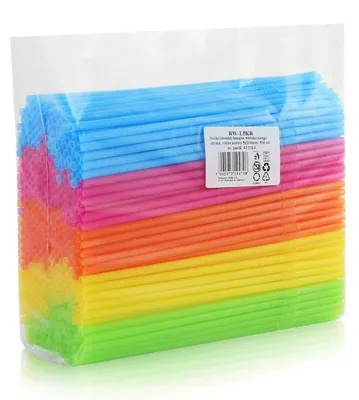 Produktbild von 2000 Mehrweg Plastik Trinkhalme / Strohhalme bunt flexibel 21 cm Ø 0,5 cm