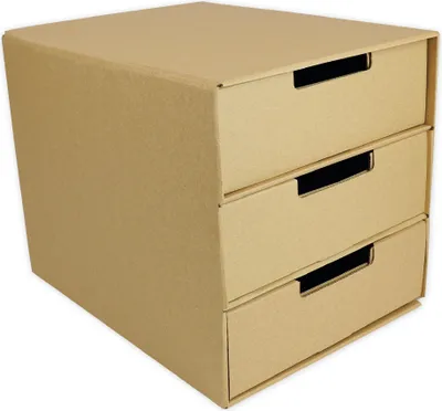 Produktbild von TimeTEX Natura-Schubladen-Box A4 mit 3 Schüben, aus Pappe