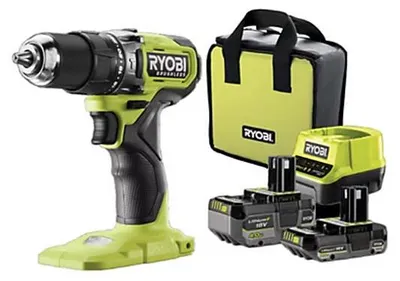 Image de Perceuse-visseuse à percussion RYOBI RPD18BL1-2C42S 18V 54Nm 1x4Ah +1x2Ah et chargeur 2A avec sac de transport