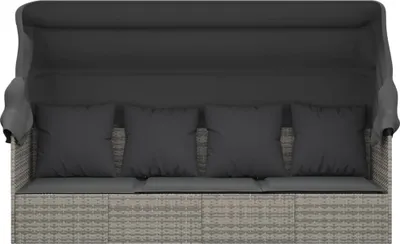 Produktbild von " "Liegestuhl HOMMIE - Gartenliege - Outdoor-Loungebett - mit Dach und Kissen Grau Poly Rattan - 203x58x56 cm NeuMöbel 6127080