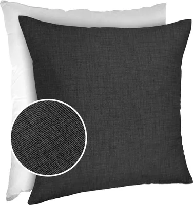 Produktbild von Dekokissen Kissenhülle mit Reißverschluss Sofakissen 40x40cm mit Füllung Einfarbig Leinenoptik Uni Anthrazitschwarz