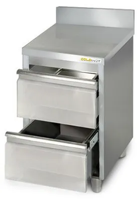 Imagen del producto de Mueble bajo de acero inoxidable, 500 x 700 mm, con dos cajones PREMIUM - GOLDINOX
