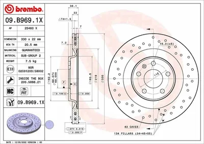 Zdjęcie produktu dla Tarcza hamulcowa BREMBO 09.B969.1X
