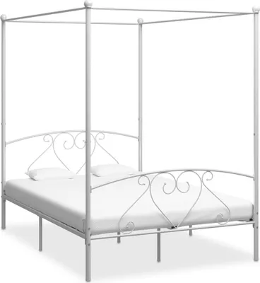 Produktbild von Himmelbett-Gestell Weiß Metall 140 x 200 cm