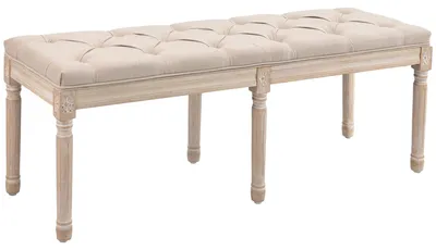 Image de Banquette rembourrée HOMCOM, banquette de lit vintage, banquette de chambre à coucher avec boutons, beige