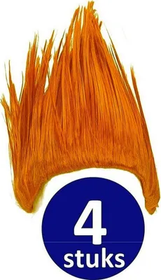 Produktbild von Orange Perücke | 4 Stück Orange Party Perücke "Punk" | Partyzubehör Orangefarbener Kopfschmuck | Partykleidung WM 2022 | Orange Dekoration Dekorationspaket Niederländische Nationalmannschaft Orange Paket