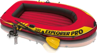 Produktbild von Intex Explorer Pro 300 Set Schlauchboot mit Rudern und Pumpe Rot/Gelb