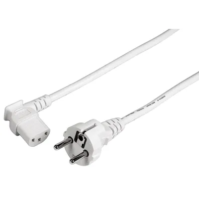 Produktbild von HAMA Universal-Netzkabel mit 90°-Buchse, 5 m, weiß