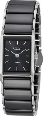 Regent F-1583 Damenuhr Edelstahl/Keramik Schwarz 1