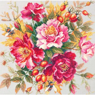Immagine prodotto di Set per punto croce "Blumenmagie. Dogrose", schema contato, 30x30cm