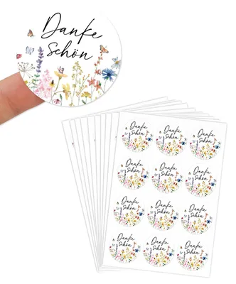 Geschenkaufkleber, 120 Stück, Blumendesign, selbstklebend, Danke