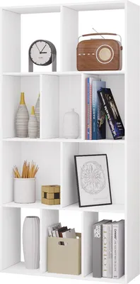Obrázok produktu pre Happyment Otvorený regál Dada - 10 priehradiek - Biely - Regál na knihy - Obývacia izba, spálňa, detská izba - MDF drevo - 60x20x120cm