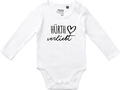 Produktbild von Huuraa Baby Body Hürth verliebt 62 White  Baumwolle Fairtrade Langarmbody Geschenkidee