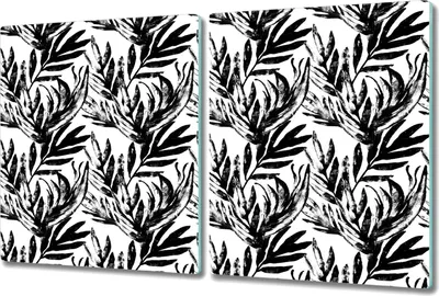 Produktbild von Glas-Herdabdeckplatte Glaskeramikkochfeld-Abdeckung Spritzschutz - 2x 40x52 cm - Exotisches Blätter