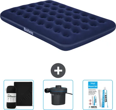 Immagine prodotto di Materasso gonfiabile Bestway - Letto francese - 137 x 191 x 22 cm - Blu - Accessori inclusi