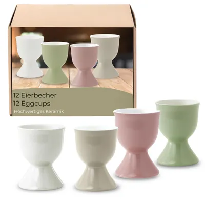 Image de Set de 12 coquetiers, Ø 5x7 cm, couleurs claires en céramique