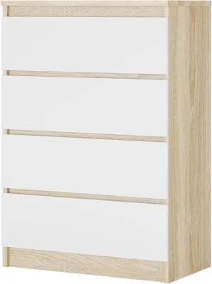 Immagine prodotto di Mobiletto contenitore con ante - Armadio contenitore/comodino - Organizzazione degli spazi - 4 cassetti, 2 ante - Larghezza 70 cm - Impiallacciatura di quercia Sonoma/bianco