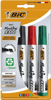 Obrázek produktu pro BIC Marking 2300, 4 kusů, Černá, Modrá, Zelená, Červená, Rozšířený hrot, Vícebarevný, Kulatý, 3,7 mm
