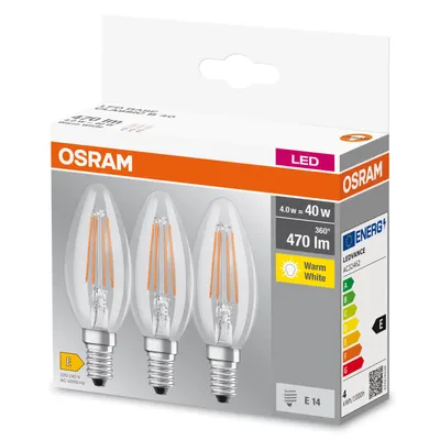 Immagine prodotto di OSRAM LED Filament Kerze E14 4W 470lm 2.700K klar 351434 4058075819313
