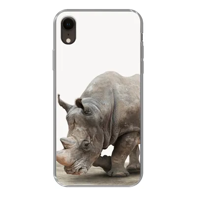 Produktbild von MuchoWow® Handyhülle Schutzhülle Hülle für iPhone XR Nashorn - Jungen - Wildtiere - Kinder - Mädchen - Tiere Silikon Softcase Handy Hülle - Schutzdeckel