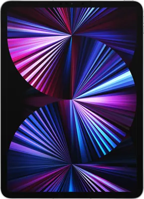 A tablet with a colorful abstract wallpaper displayed on its screen, presented against a black background.